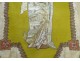 Processional banner Christ Virgin Mary embroidery thread gold silver XIXth