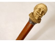 Old wooden cane bakelite knob portrait King Henri IV nineteenth century