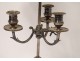 Hot water bottle lamp 3 lights silvered bronze painted sheet XIXth century