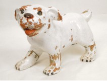 Dog sculpture earthenware pottery Bavent 19th