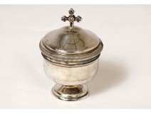 Sick ciborium ointment jar solid silver Minerva Chevron cross nineteenth