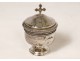 Sick ciborium ointment jar solid silver Minerva Chevron cross nineteenth