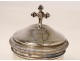 Sick ciborium ointment jar solid silver Minerva Chevron cross nineteenth