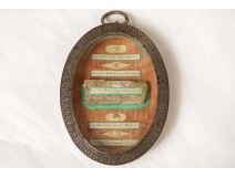 Reliquary oval silver metal Saints Vincent André Antoine XIXth century