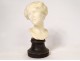 Carrara white marble sculpture bust young woman Art Nouveau XIXth century