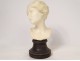 Carrara white marble sculpture bust young woman Art Nouveau XIXth century