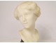 Carrara white marble sculpture bust young woman Art Nouveau XIXth century