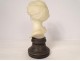 Carrara white marble sculpture bust young woman Art Nouveau XIXth century