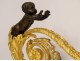 Pair andirons Louis XVI gilt bronze cherubs Children Arabesques XVIIIth