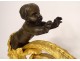 Pair andirons Louis XVI gilt bronze cherubs Children Arabesques XVIIIth