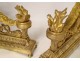 Pair andirons Louis XVI gilt bronze cherubs Children Arabesques XVIIIth