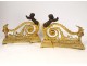 Pair andirons Louis XVI gilt bronze cherubs Children Arabesques XVIIIth