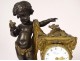 Large bronze pendulum cherub bird rams Denière Paris Napoleon III 19th