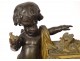 Large bronze pendulum cherub bird rams Denière Paris Napoleon III 19th