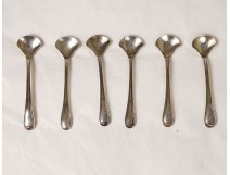 6 small spoons salt scoops sterling silver shells 55gr XIXth century