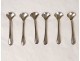 6 small spoons salt scoops sterling silver shells 55gr XIXth century