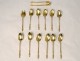 12 teaspoons sugar tongs silver vermeil goldsmith Surot 203gr nineteenth