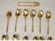 12 teaspoons sugar tongs silver vermeil goldsmith Surot 203gr nineteenth