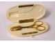 Sewing kit scissors dice 18K solid gold eagle head ivory case nineteenth