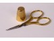 Sewing kit scissors dice 18K solid gold eagle head ivory case nineteenth