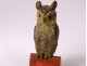 Small polychrome Vienna bronze sculpture owl 19th century book