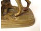 Bronze sculpture Alfred Dubucand dog hunting animal hare nineteenth century