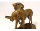 Bronze sculpture Alfred Dubucand dog hunting animal hare nineteenth century