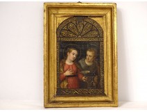 HSP icon painting Saint Lucia Saint Francis of Assisi Italian school XIXth