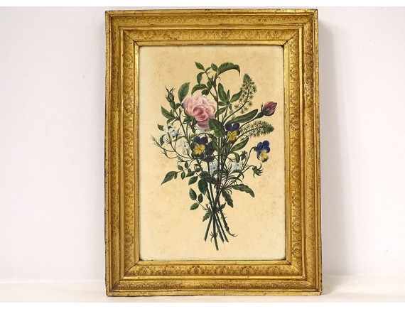 Aquarelle Originale Antique, Etude de Fleurs Sauvage, Signé - Antiquités