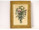 Watercolor bouquet flowers romantic golden frame garlands Empire nineteenth