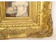 Miniature painting portrait woman dog golden frame Napoleon III nineteenth