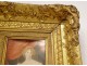 Miniature painting portrait woman dog golden frame Napoleon III nineteenth
