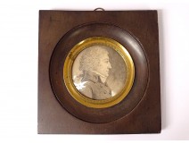 Miniature ink portrait gentleman frock coat Empire XIXth century