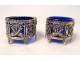 Pair of salt shakers in solid silver Minerve Labat &amp; Pugibet 19th century fauns