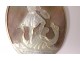 Carved mother-of-pearl oval medallion pendant Souvenir Saint-Michel dragon twentieth