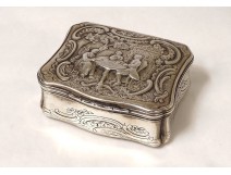 Snuffbox silver metal player characters cards flowers 19th century