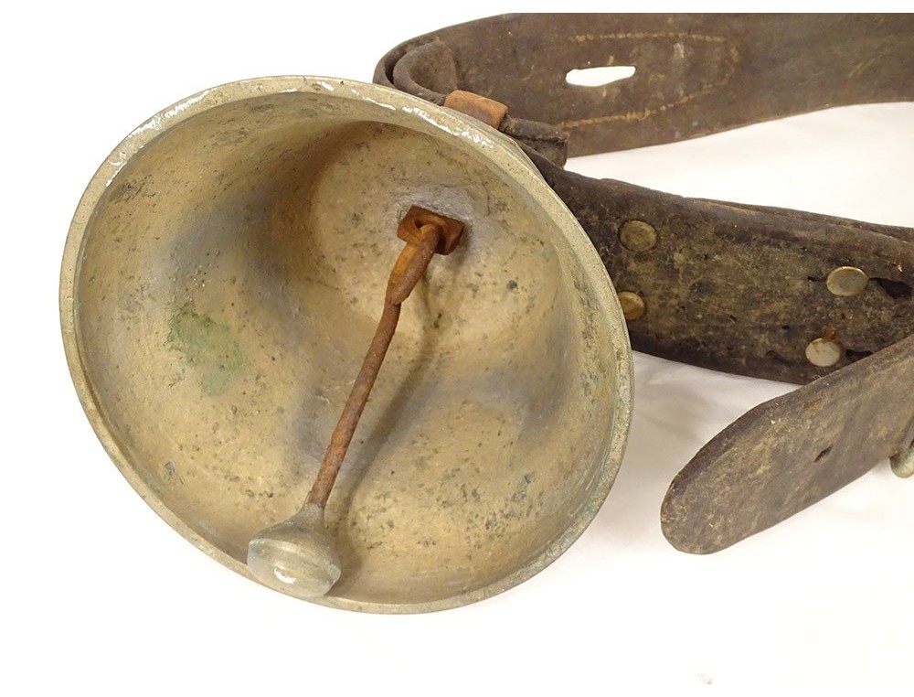 Grand Traîneau Ancien - Cloche Vache/cheval En Bronze, Patine Riche, Vintage Inde
