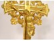 Large gilded bronze altar cross Christ crucifix foliage early twentieth