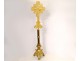 Large gilded bronze altar cross Christ crucifix foliage early twentieth