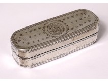 Snuff box solid silver Coq Paris flowers 57gr late eighteenth nineteenth