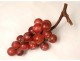 Set of 21 polychrome Carrara marble fruits, grapes, peaches, cherries, XIXth