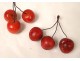 Set of 21 polychrome Carrara marble fruits, grapes, peaches, cherries, XIXth