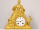 Romantic pendulum gilded bronze young elegant woman reading clock nineteenth