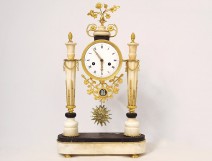 Directoire portico clock white marble gilded bronze vase columns eighteenth