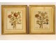 Pair of paintings embroidery silk bouquets of flowers Napoleon III nineteenth century