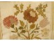 Pair of paintings embroidery silk bouquets of flowers Napoleon III nineteenth century