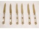 6 dessert knives silver vermeil Vieillard Paris mother of pearl nineteenth monogram