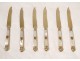 6 dessert knives silver vermeil Vieillard Paris mother of pearl nineteenth monogram