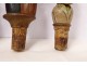 3 bottle stoppers carved wood articulated characters couple twentieth century