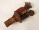 3 bottle stoppers carved wood articulated characters couple twentieth century